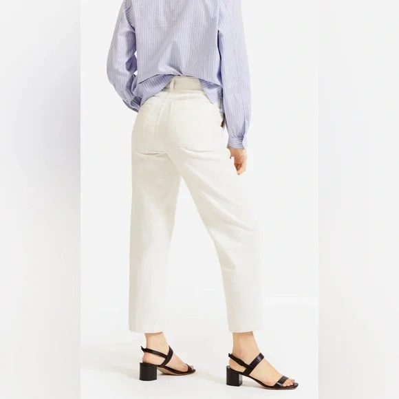 Everlane Bone White Corduroy Straight Leg Crop Pants Size 6 - Picture 2 of 5